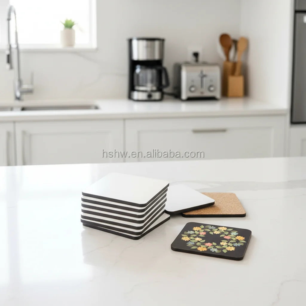 CARB P2/REACH Square 90mm Sublimation MDF Coaster Gloss White Cork Back for Grad 2026 - 14Y Factory Wholesale