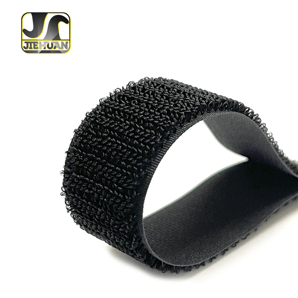 Manufacturer Customized 100%nylon Eco-friendly Unnapped Loop Strength Hook and Loop Velcroes Tape Black White Knit Baby Velcro