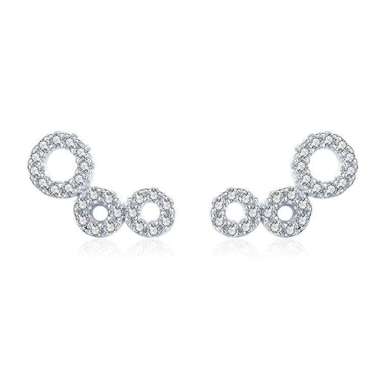 925 Sterling Silver Women Fashion Round Hollow Diamond Stud Earrings