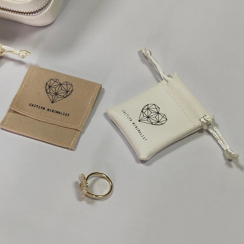 Custom Luxury Small Neckless Leather 'Jewelry' Packaging Pouch for Storing and Displaying Your Valuable Pieces