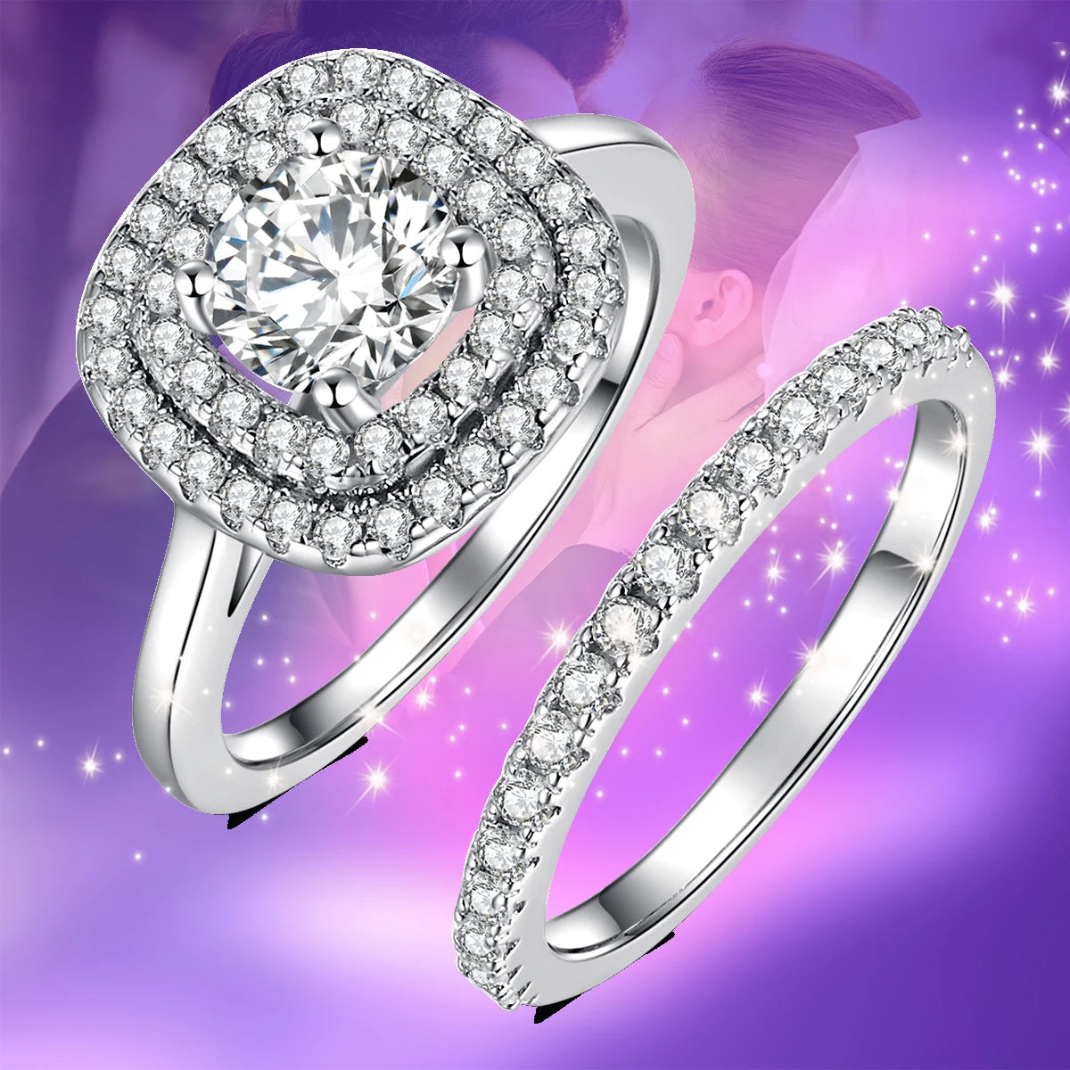 SGARIT Dropshipping 925 Sterling Silver Jewelry Wedding Rings for Couple VVS Moissanite Diamond Jewellery Couple Ring