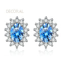 Factory Wholesale Luxury 1CT 925 Sterling Silver Moissanite Hoop Earrings Blue Oval Cut Fashion Jewelry for Women