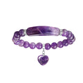 Fashion Circular Arc Circle Amethyst 8MM Gemstone Heart Elastic Bracelet Healing Crystal Love's Bracelet Women's Vacation Gift