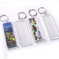8.3*3.3 Plastic Transparent Oem Key Rings Custom Design Personalized Clear Key Chain Photo Insert Keyring Acrylic Keychain Blank