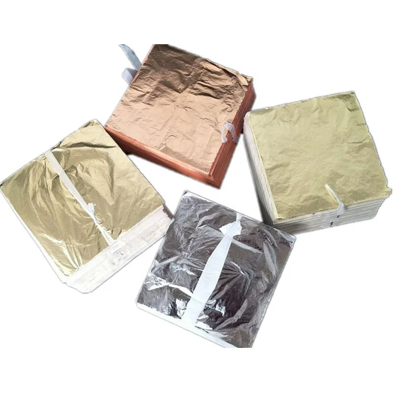 14x14cm 16x16 cm 2.5 2.0  Metal Copper & Aluminum Gold Leaf Sheet for Gilding Ceiling Furniture 1000 Pcs Each Bag