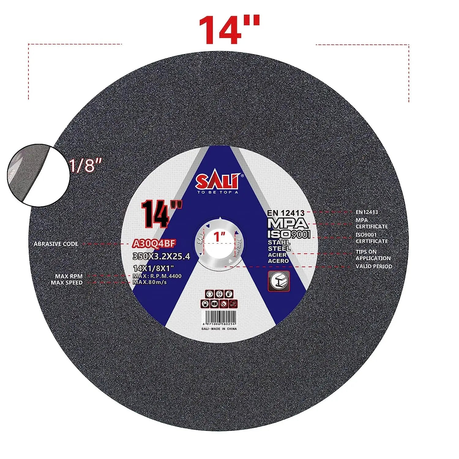 For SALI 355 mm Abrasive Cut-Off Wheel 14 Inch Metal Cutting Disc Customized OEM & OBM Support for Cutting Machine