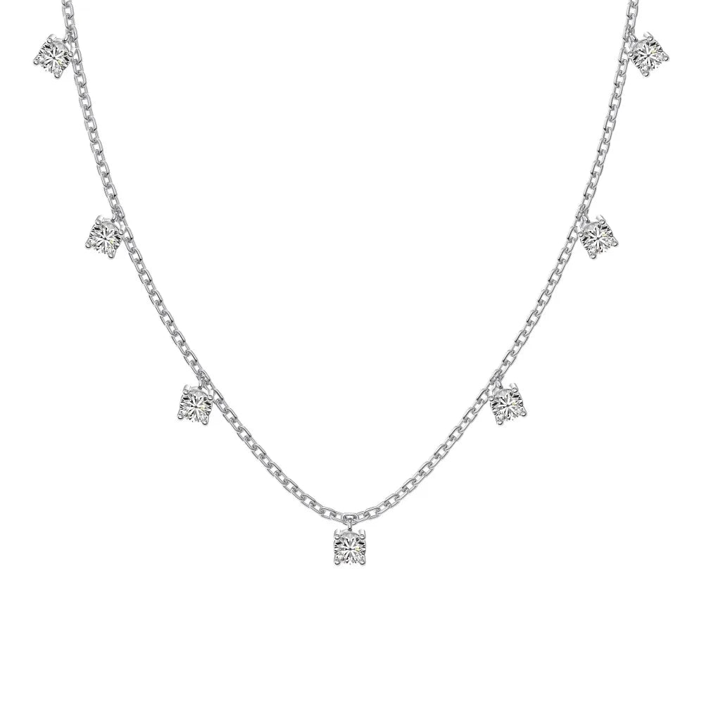 Dylam Light Luxurious Design Fashion Fine Women Jewelry Sterling Silver Link Chain Multiple 5A Zirconia Tassels Pendant Necklace