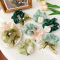 Fashion Girls Scrunchies With Flower Cute Elastic Rubber Headband Elastic Hair Tie