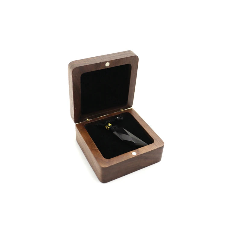 Custom Engraved Logo Walnut Pendant Jewelry Storage Gift Packaging Wooden Necklace Box