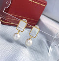 E1986 10-11mm DIY Natural Freshwater Pearl Charm Earrings Mounting Accessory 925 Sterling Silver Gold Plated  Jewelry for Women