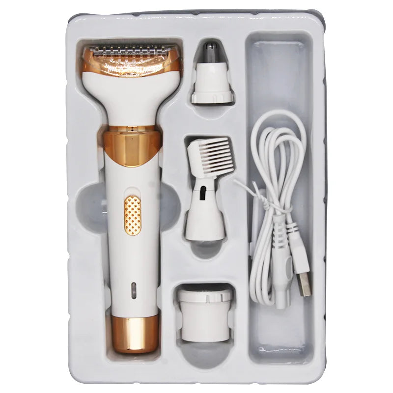 4 in 1 Lady Shaver Epilator Electric Body Hair Trimmer Hair Removal Body Groomer Bikini Pubic Groin Trimmer Electric Shaver