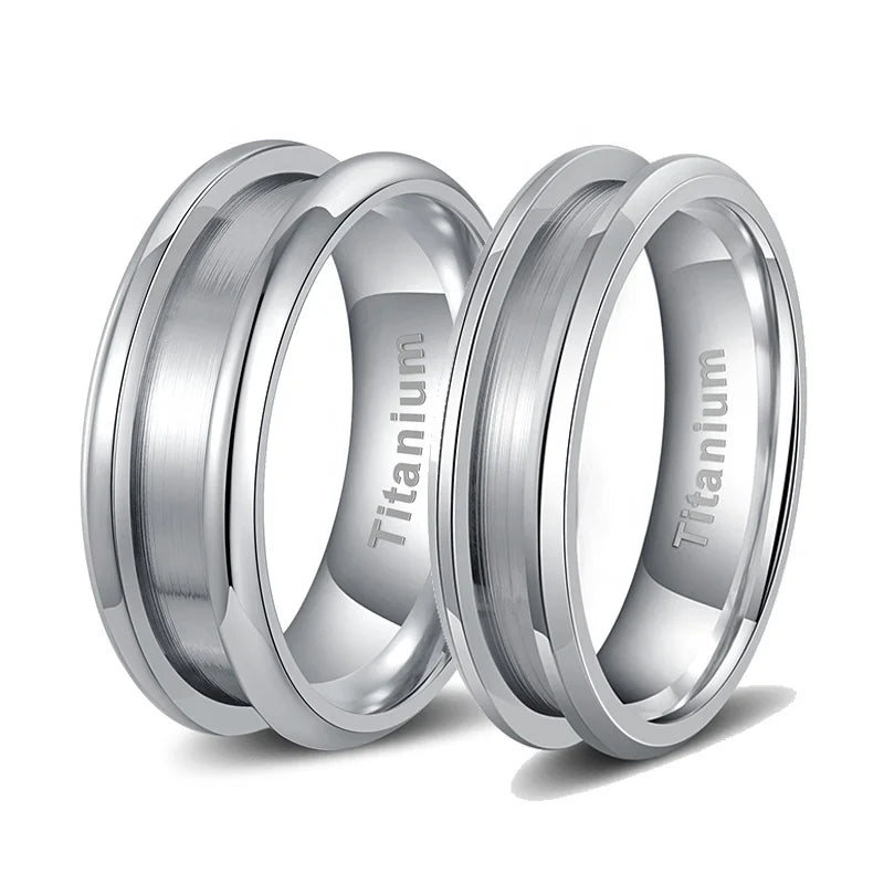 POYA High Polished Titanium Blank Ring for Inlay 8mm 6mm 4mm Personalize Laser Blank Rings MegaBDM