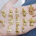 CZ8580 Dainty 18K Gold Plated Over Brass Diamond Cubic Zirconia CZ Paved Cute Bear Charm Pendants