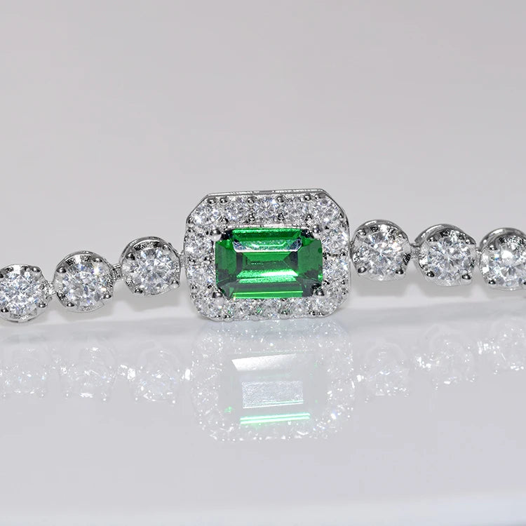 Roomy Jewelry 925 Sterling Silver Bracelets Lab Grown Emerald Bracelets & Bangles for Girl