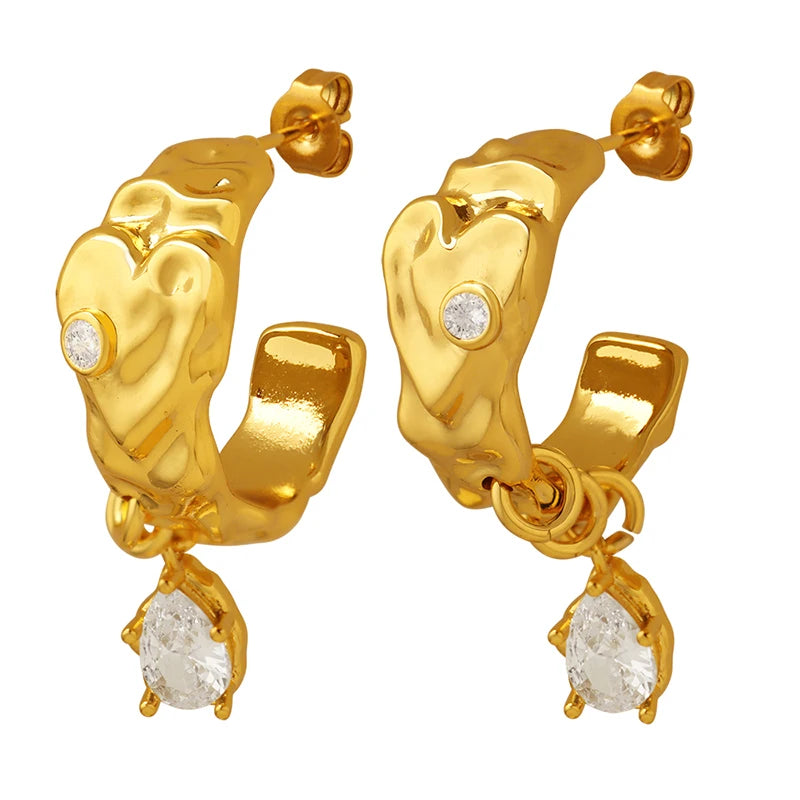 Wholesale Zircon Tassel Earrings Geometrically Irregular Fashion Luxury Brass Girl Earrings