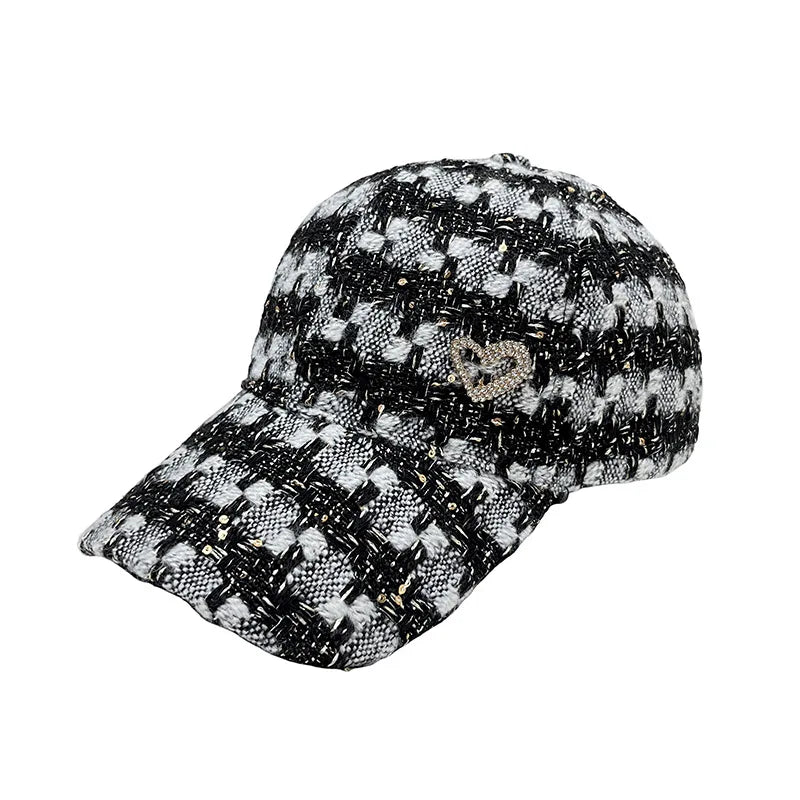 Knitted Baseball Cap Fashion Elegant Rough Texture Vintage Thick Adjustable Hat for Women