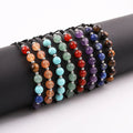 New Design 7 Chakra Energy Natural Stone Stainless Steel Beads Adjustable Yoga Gemstone Bracelet for Women