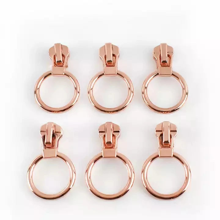 MeeTee ZT202 #5 Customized Rose Gold Circle Pendant Zipper for Garment Alloy Zip Puller Sewing Accessories Bags Zippers Slider