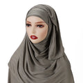 Malaysia Pleated Jersey Hijab Muslim Shawl Head Scarf Woman Plain Matching Color Underscarf Inner Caps Instant Headscarf
