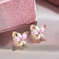 New Arrival Elegant Small 18k Gold Plated Cubic Zirconia Women's Butterfly Earrings Customizable Direct Factory Mainly Alloy