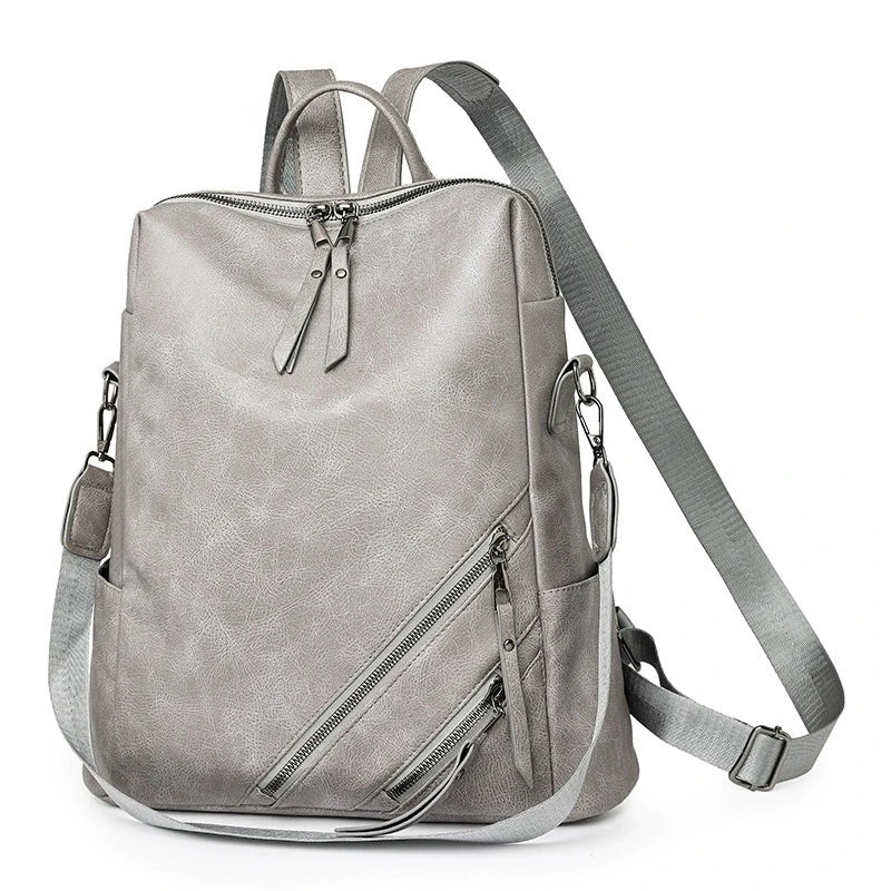 SG0575 Black and Brown College Style PU Women's Backpack
