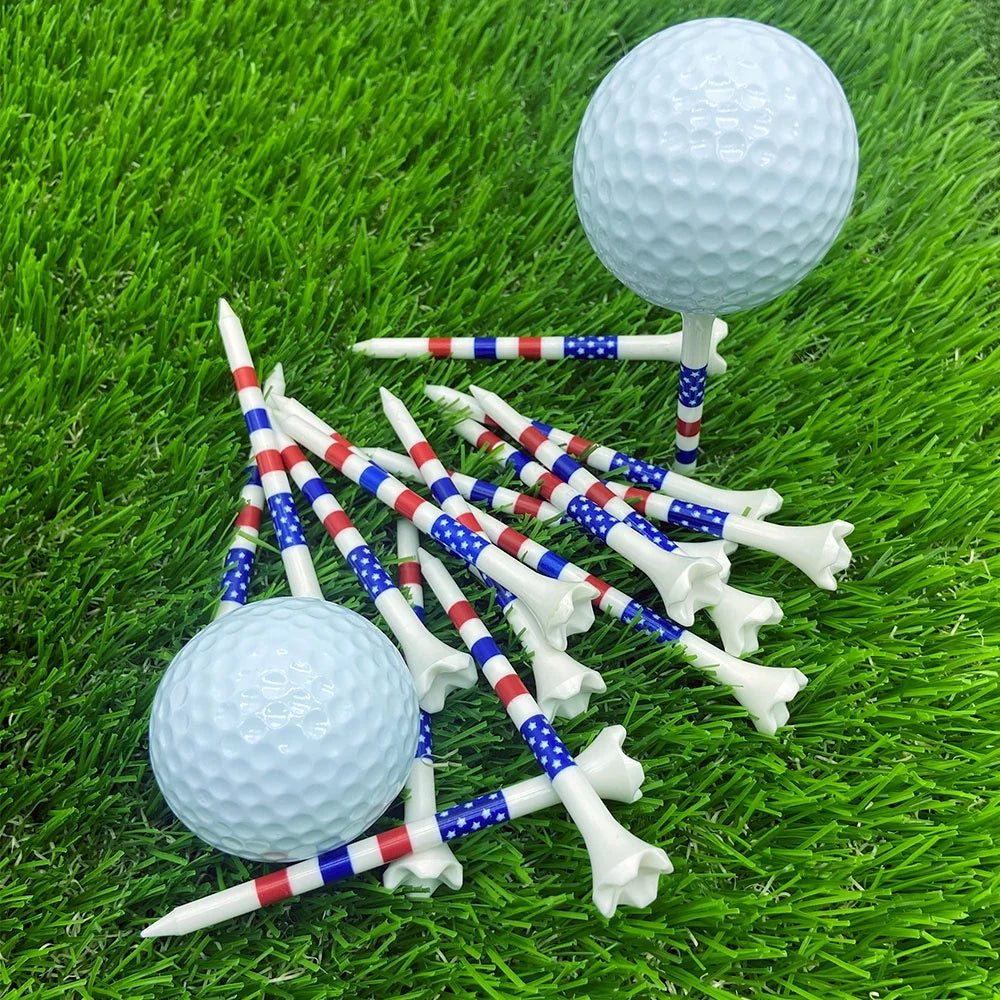 Wholesale Printed Logo Unbreakable Striped 4 Friction Prong 83mm 3 1/4  Plastic Golf Tee With USA Flag Color
