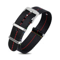 Factory Wholesale Replacement Nylon Watch Strap 18mm 20mm 22mm 24mm Soft Fabric Black&Red Middle Line Watch Band With Buckle