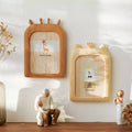 Plastic Simulated Wood Grain 7 Inch Bear Photo Frame for Wall and Desktop Cartoon Decoration