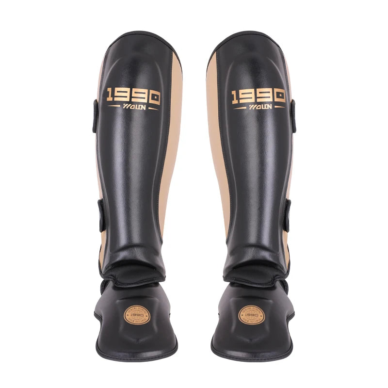 WOLON Professional Protection Boxing Shin Guards with Microfiber and PU Material S/M/L Sizes for MMA Kick Boxing Training