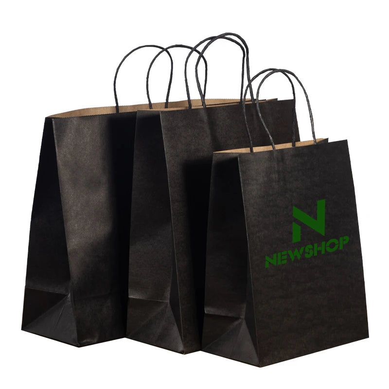Custom Eco-Friendly Kraft Paper Gift Bag with Window Smell Proof Patch Handle Custom Logo for Food Packaging