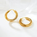 Dazan New 18k Gold Plated Hypoallergenic Stainless Steel Classic Chunky Super Shine Snake Bone Snap Hoop Earrings Office Jewelry