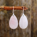 Dainty Water Drop Pendant Earrings Natural Raw Gemstone Rose Quartz Meditation Balance Healing Dangle Earrings Drop Shipping