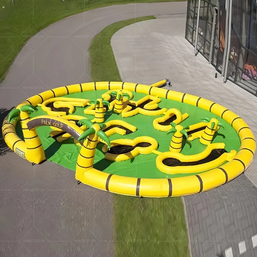 Hnkidsfun Hot Sale Portable PVC Inflatable Mini Palm Golf Obstacles Course