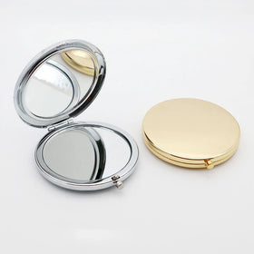 Rose Gold Compact Mirror Portable Metal Makeup Hand Mirror Round Mini Pocket Mirror With Custom Logo