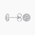 Women Design Earrings Stud Fine Jewelry 18k White Gold Pave Setting Halo HPHT CVD Lab Grown Diamond Chenjing Cute IGI