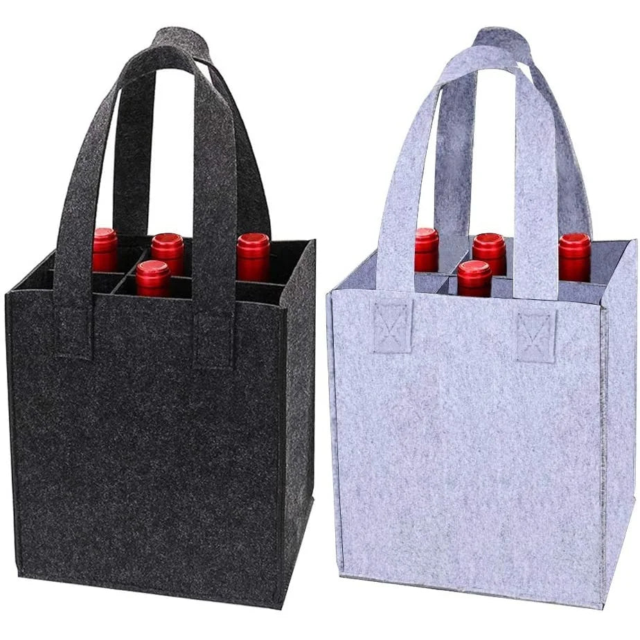Felt Bottle Bag- Bottle Carrier Beer Carrier Felt Bag with 6 Separate Divider for Bottles