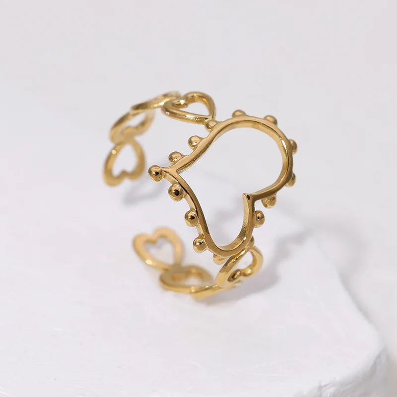 Beimai OEM Ring Simple and Stylish Hollow Stainless Steel Heart-shaped Ring
