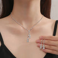 DAIHE Set-3381 Rhinestones Welded Temperament Inlaid Zircon Earrings Necklace Simple Set