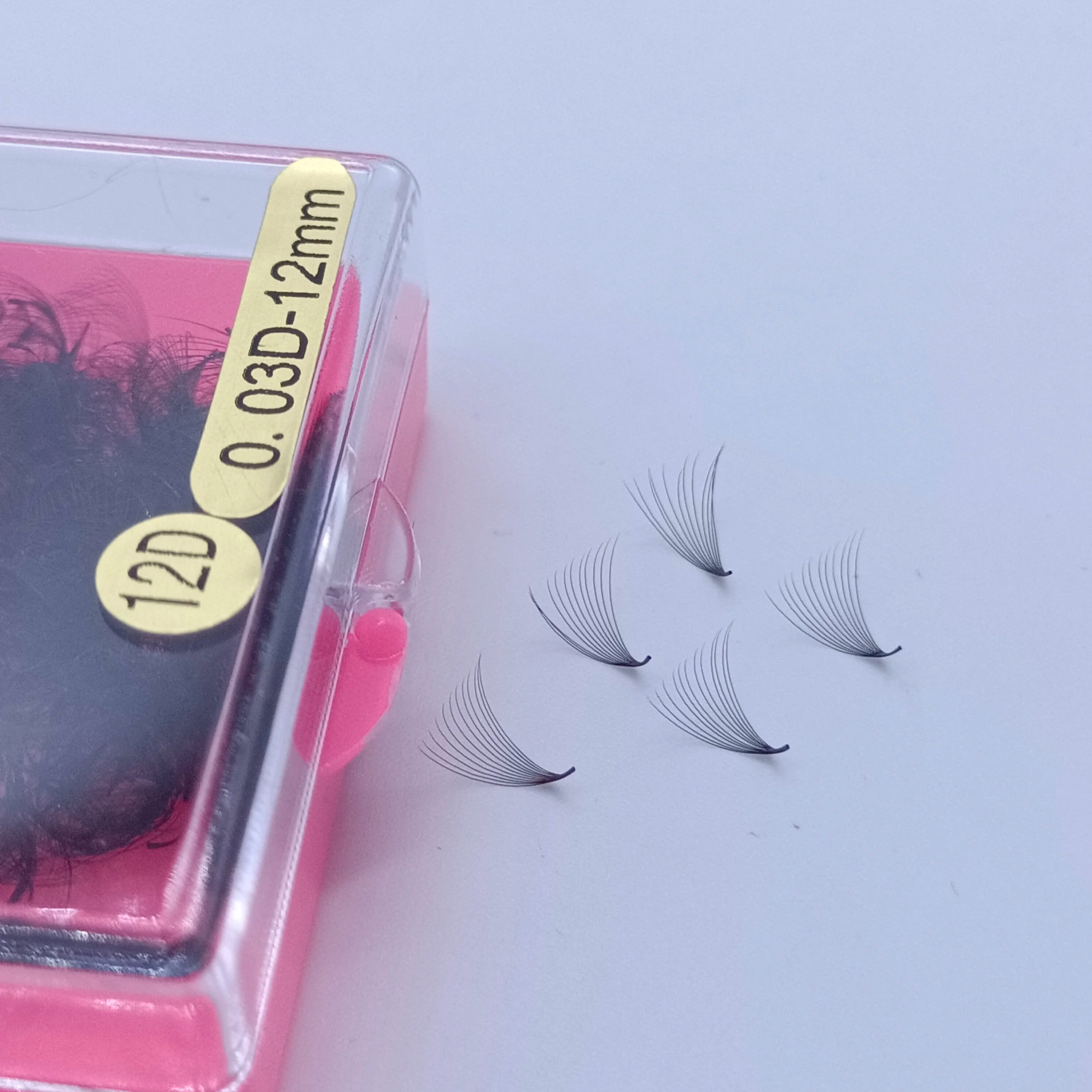 Korean PBT Fiber Super Dark Premade Long Stem Thin Base 0.03 Lash Promade 12D Loose Fan Eyelash