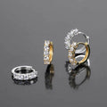 VEROMCA 18K Gold Plated Iced Out Zircon Stud Earrings Hip Hop Fashion Geometric Hoop Jewelry for Women Made of Brass