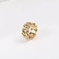 IVIAPRO Jewelry Trendy Stainless Steel Waterproof 18K Gold Plated Chunky Link Chain Band Rings for Women