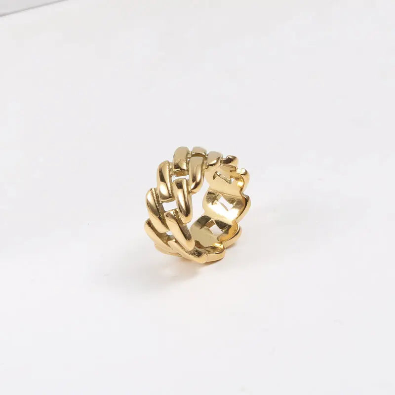 IVIAPRO Jewelry Trendy Stainless Steel Waterproof 18K Gold Plated Chunky Link Chain Band Rings for Women