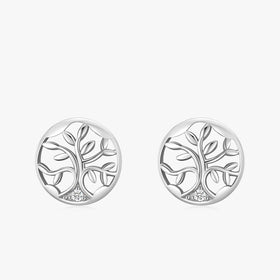 Ailmay Simple Vintage Tree Leaves Earrings Genuine 925 Sterling Silver Tree of Life Stud Earrings for Women Fine Jewelry Gift