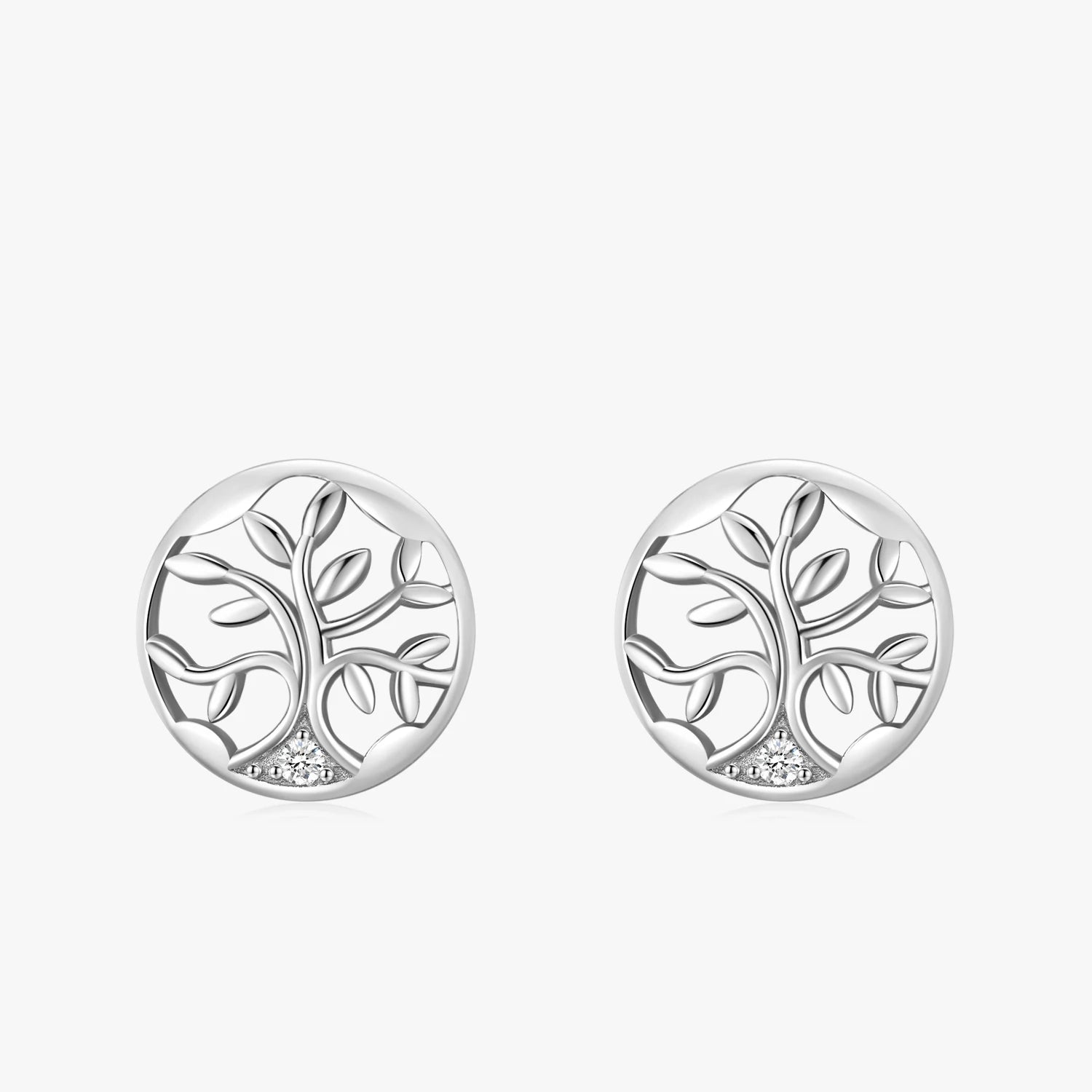 Ailmay Simple Vintage Tree Leaves Earrings Genuine 925 Sterling Silver Tree of Life Stud Earrings for Women Fine Jewelry Gift