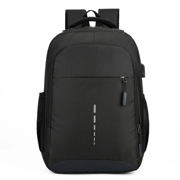 Fashionable Women's Travel Laptop Backpack Nylon School Notebook USB Charging Water-Resistant Black Oxford Polyester Letter