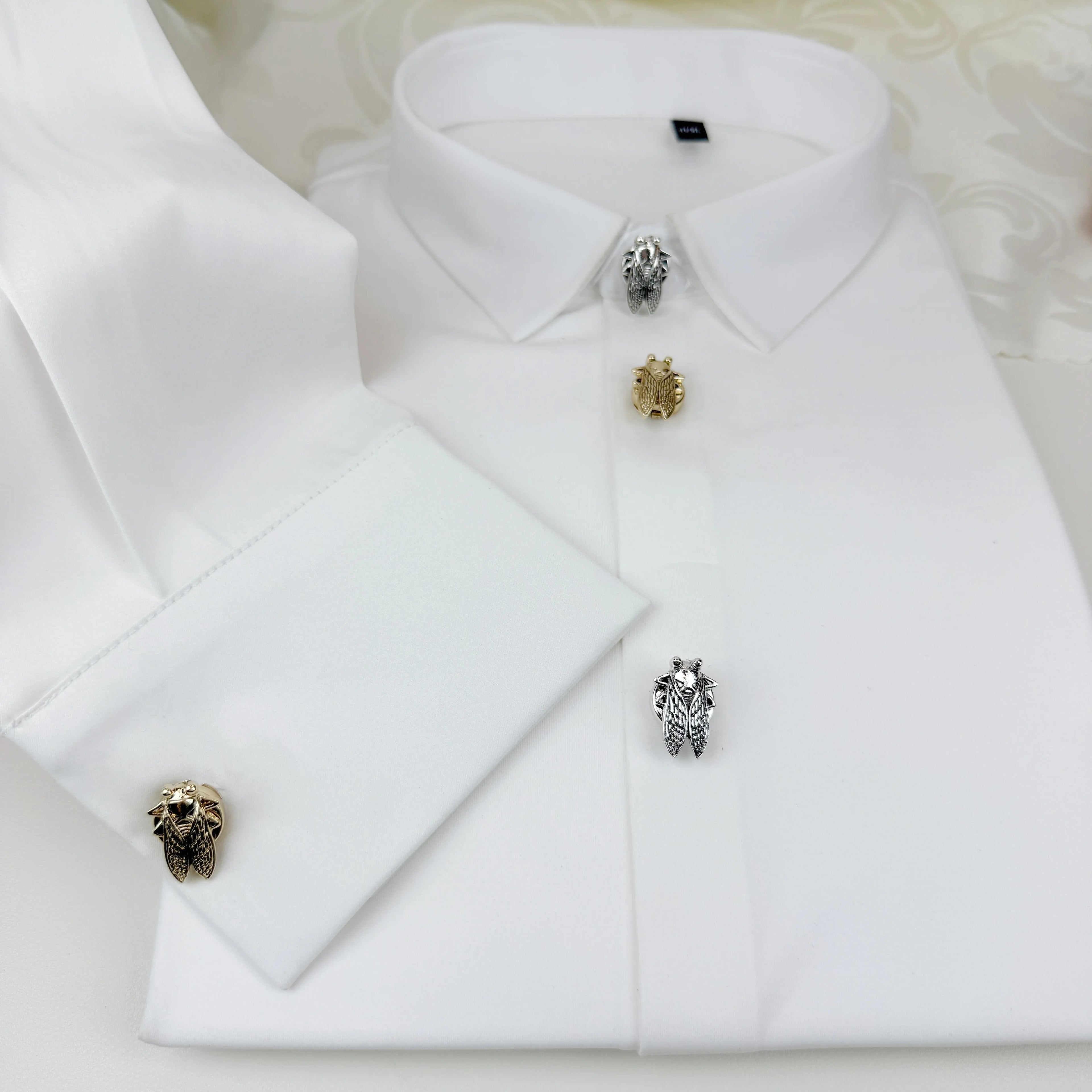 OEM ODM Customized Insects Edition Gothic Punk Metal Shirt Decorative Buttons Two-Color 15mm17.5mm Cufflinks Pins Buckles
