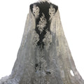 Elegant French White Wedding Bridal Dress Net Lace Fabric Handmade Sequined Beaded Lace Fabrics for Party