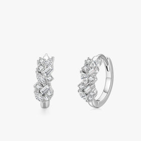 Ailmay Fashion 925 Sterling Silver Shining Irregular Cubic Zirconia Elegant Earrings for Women Wedding Engagement Jewelry Gift