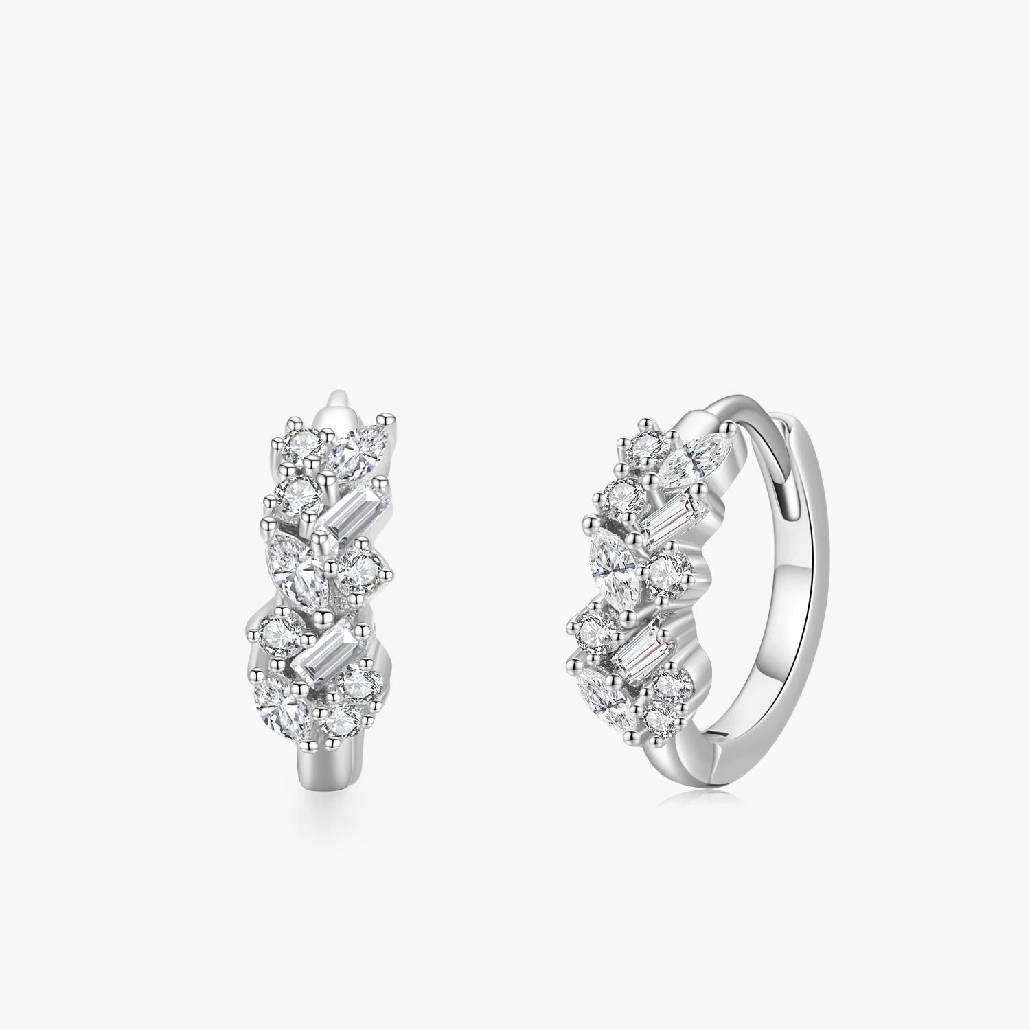 Ailmay Fashion 925 Sterling Silver Shining Irregular Cubic Zirconia Elegant Earrings for Women Wedding Engagement Jewelry Gift