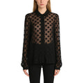Casual Perspective-blouse-models Black Mesh Blouse Formal Blouses and Tops for Women